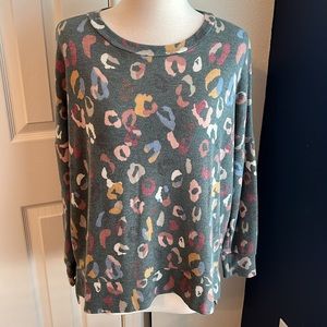 Oddy Green Leopard Long Sleeve Tee